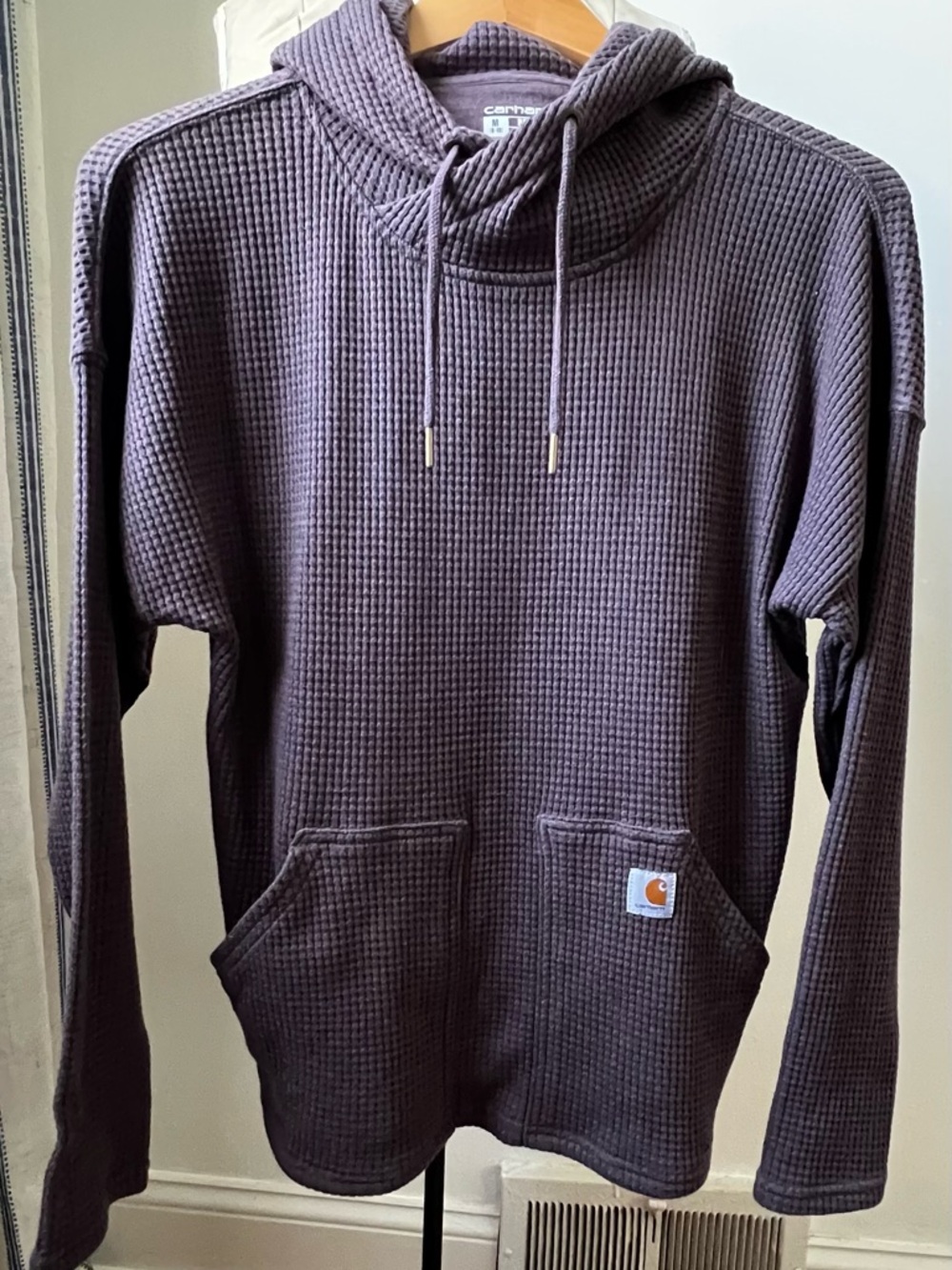 Carhartt Relaxed Waffle Knit Hoodie in muted plum